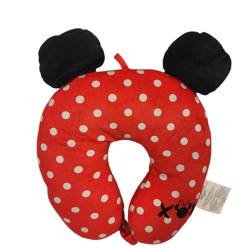 Disney Minnie Mouse Travel‎ Pillow Neck U Shape Red White Polka Dot